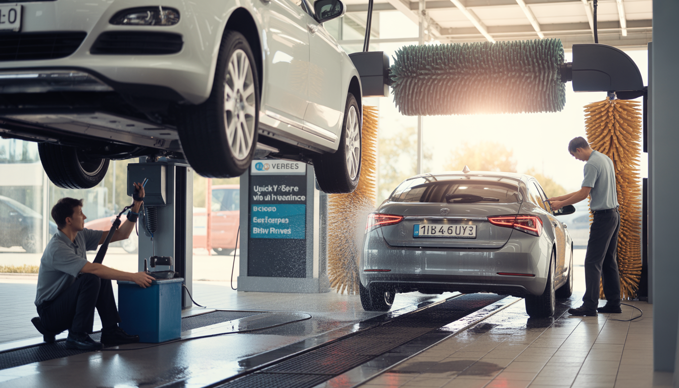 Ideogram V3.0 A Modern Automotive Service Center Where A Vehicle Receives Routine Maintenance 2