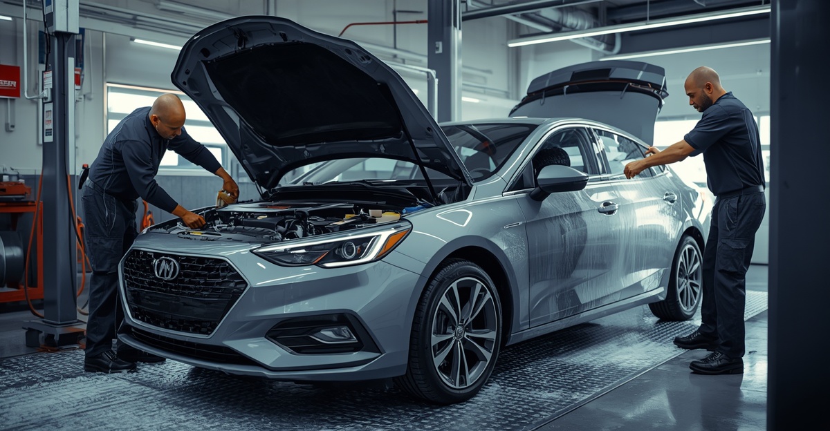 Lucid Origin Photorealistic Premium Automotive Service Scene At A Professional New Jersey Veh 1